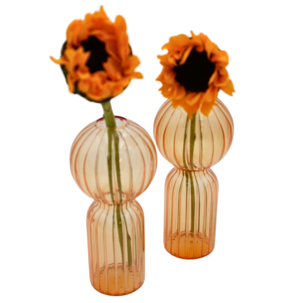 Apricot Ribbed Vase - Pair - ceramic vase for elegant dinner parties | Ro'Table NYC