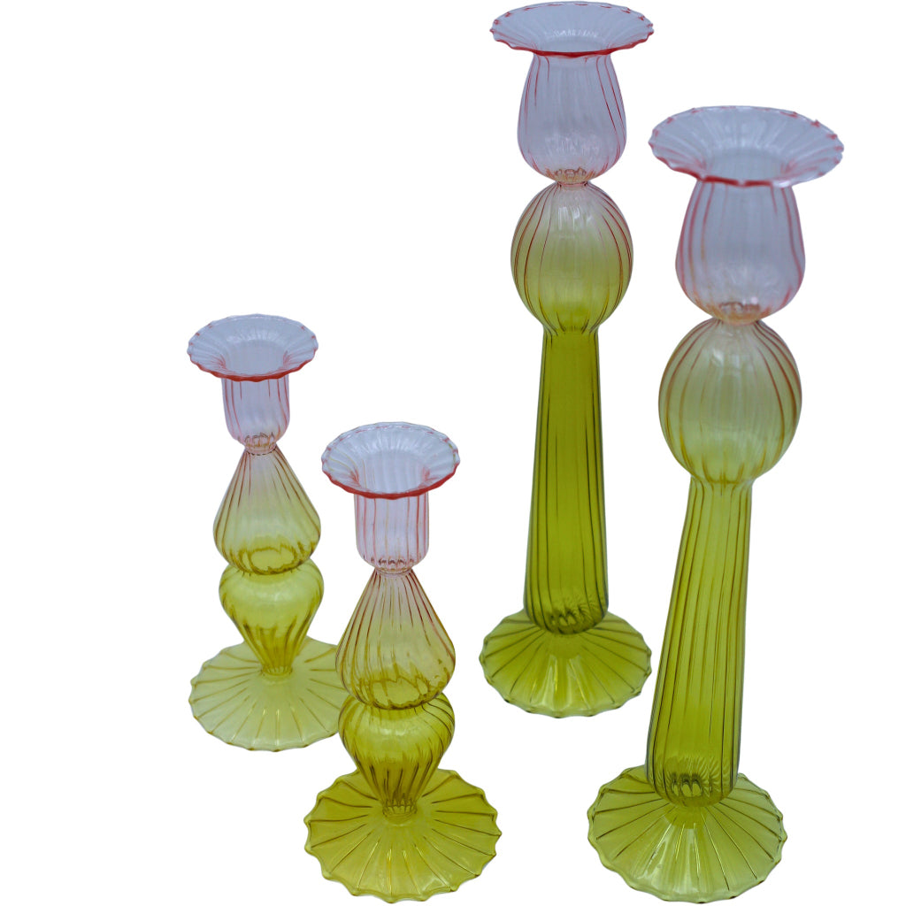 Bergamot Met Rose Candle Holder Set with large and small cande holders - Ro'Table NYC