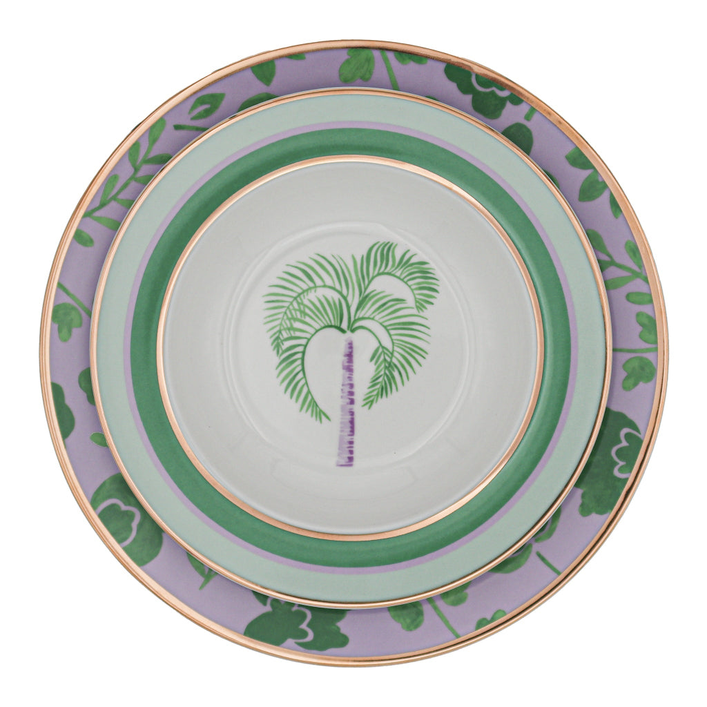 Bernadette Palm Soup Bowl close-up showing the bowl depth and artisan design - Vintage Palm collection by Ro'Table NYC