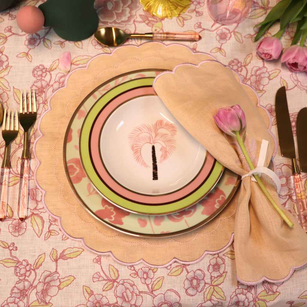 Blush Buttercream Napkin styled in a curated Vintage Palm collection tablescape - Ro'Table NYC