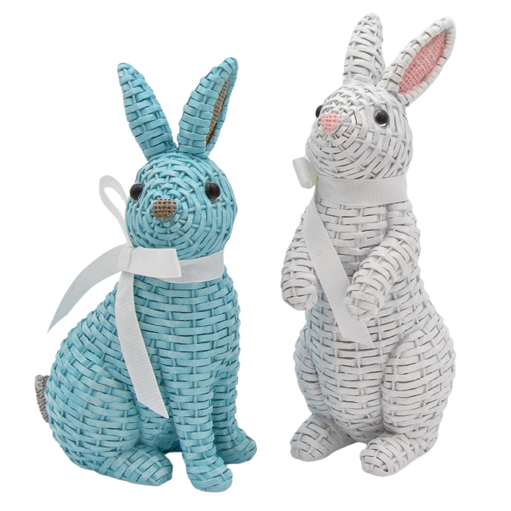Colette and Milo Rattan Bunnies - Pair - artisan table centerpiece for luxury entertaining | Ro'Table NYC