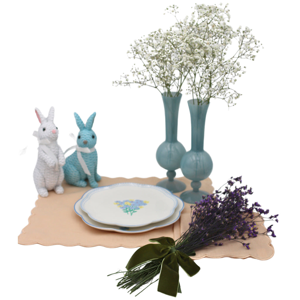 Colette and Milo Rattan Bunnies - Pair close-up showing artisan weaving detail - Ro'Table NYC