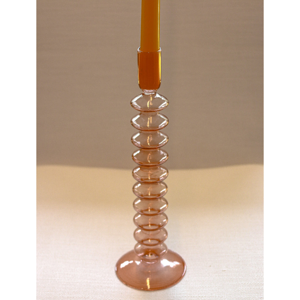 Coraline Peach Candle Holder - Close-up showing decorative surface detail - Ro'Table NYC