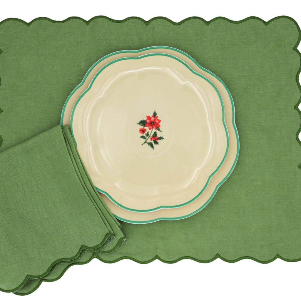 Fabled Flora Scalloped Starter Plate displayed as a complete set for luxury entertaining - Ro'Table NYC