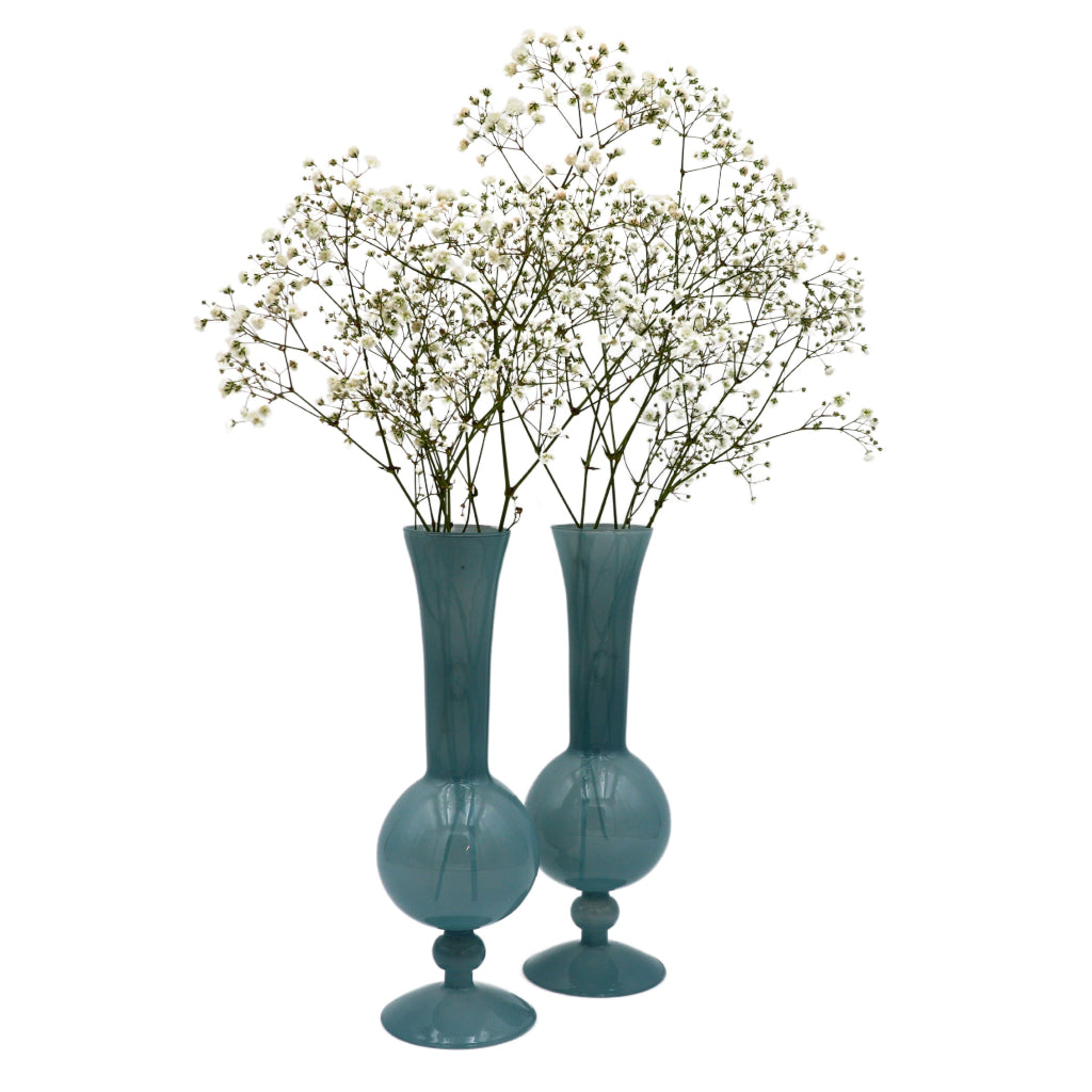 Frosted Blue Haze Vase - Pair - ceramic vase for elegant dinner parties | Ro'Table NYC