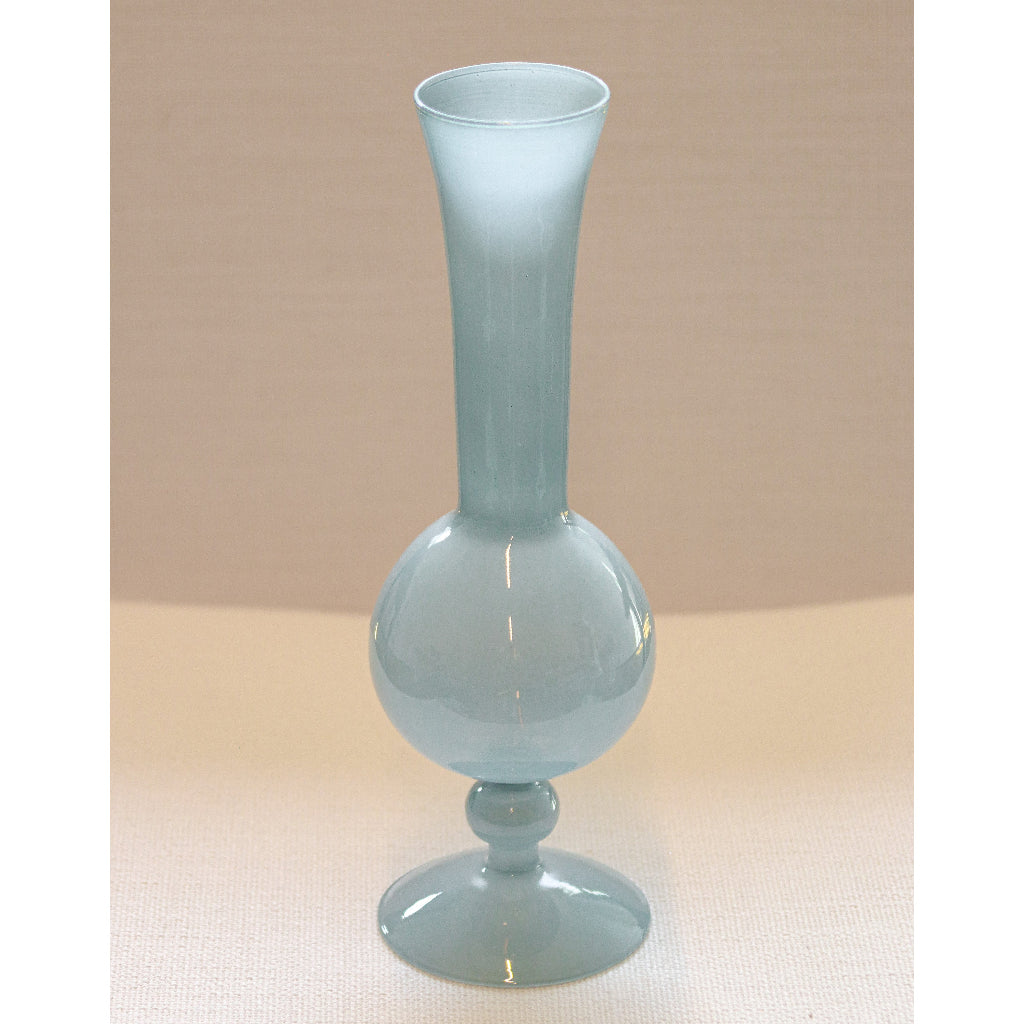 Frosted Blue Haze Vase - Pair close-up showing artisan ceramic craftsmanship - Ro'Table NYC
