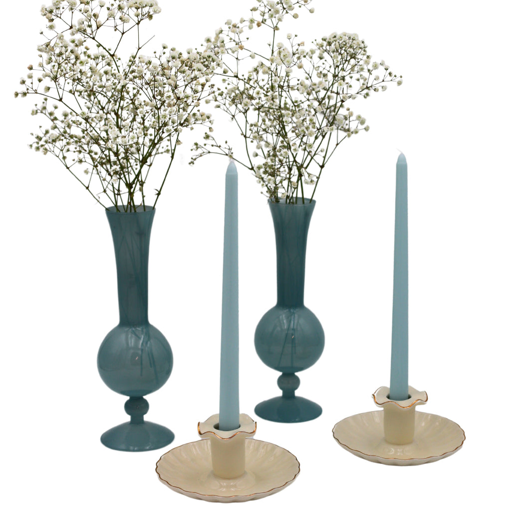 Gilded Cream Candle Holder - Pair arranged with complementary tableware and decor - Ro'Table NYC