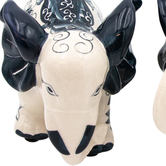 Hand-painted Ceramic Embera and Nyala Elephants - Pair - artisan table centerpiece for luxury entertaining | Ro'Table NYC