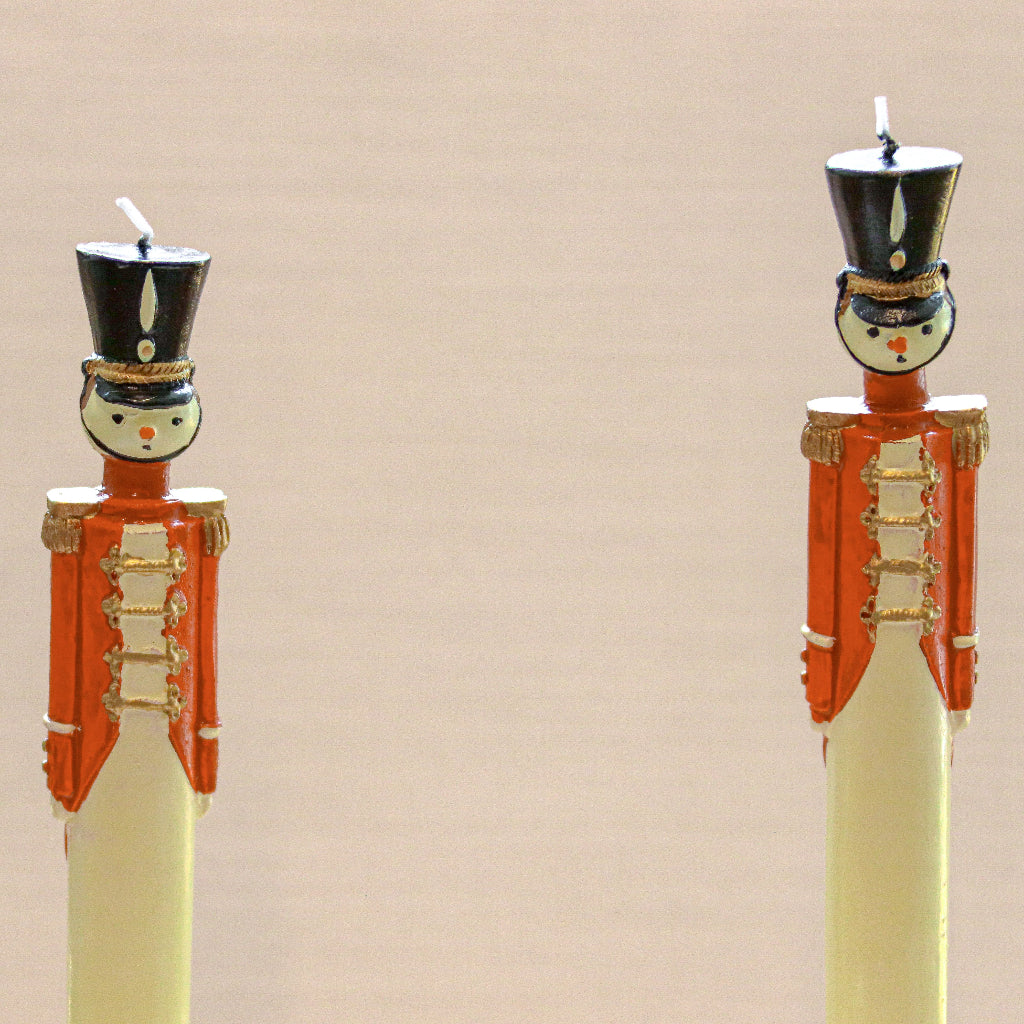 Handpainted Red Royal Guard Candle - Pack of 2 styled on a luxury dinner table setting - Ro'Table NYC