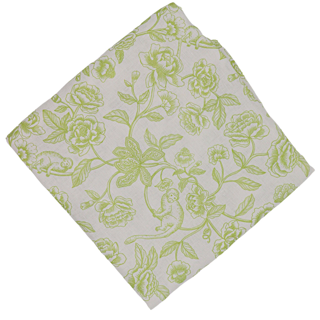 Ivory Flora Parlour Tablecloth side view highlighting artisan linen craftsmanship - Ro'Table NYC