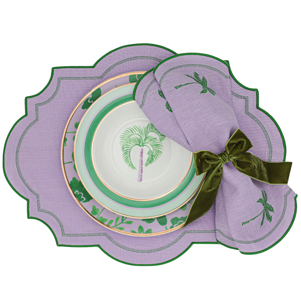 Large Forest Green Velvet Napkin Bow Tie on a luxury dining set up- Ro'Table NYC