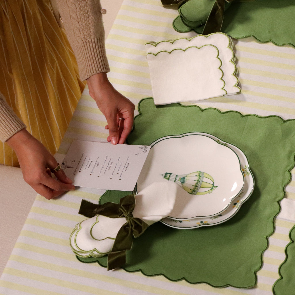 Large Forest Green Velvet Napkin Bow Tie side view highlighting artisan craftsmanship - Ro'Table NYC