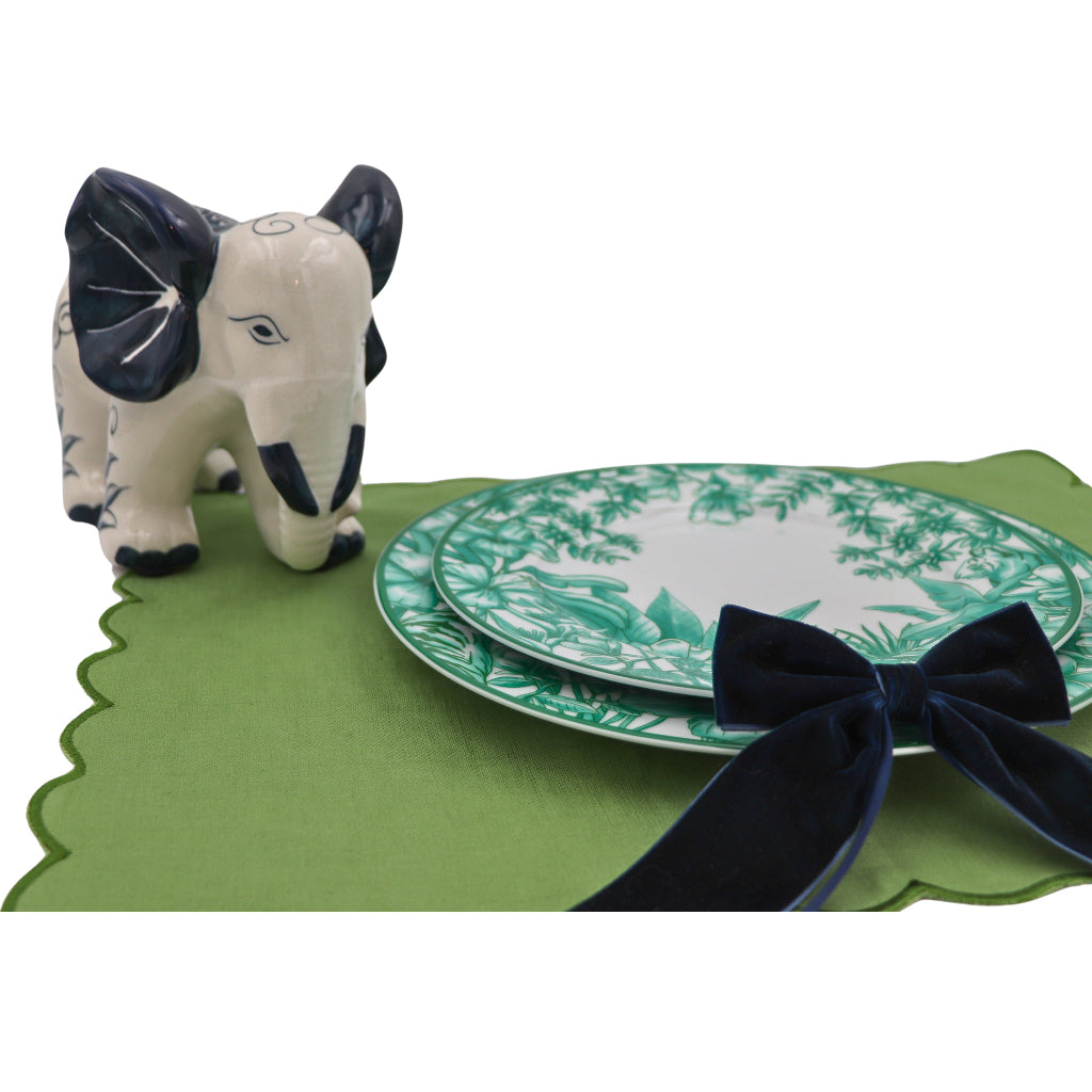 Blue Velvet Napkin Bow Tie styled on a luxury dinner table setting - Ro'Table NYC