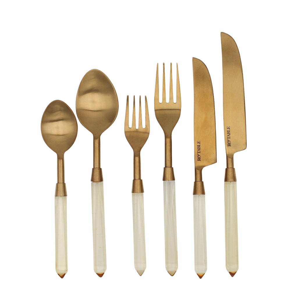 Set Buttercream Yellow Cutlery - stainless steel cutlery set for elegant dinner parties | Ro'Table NYC