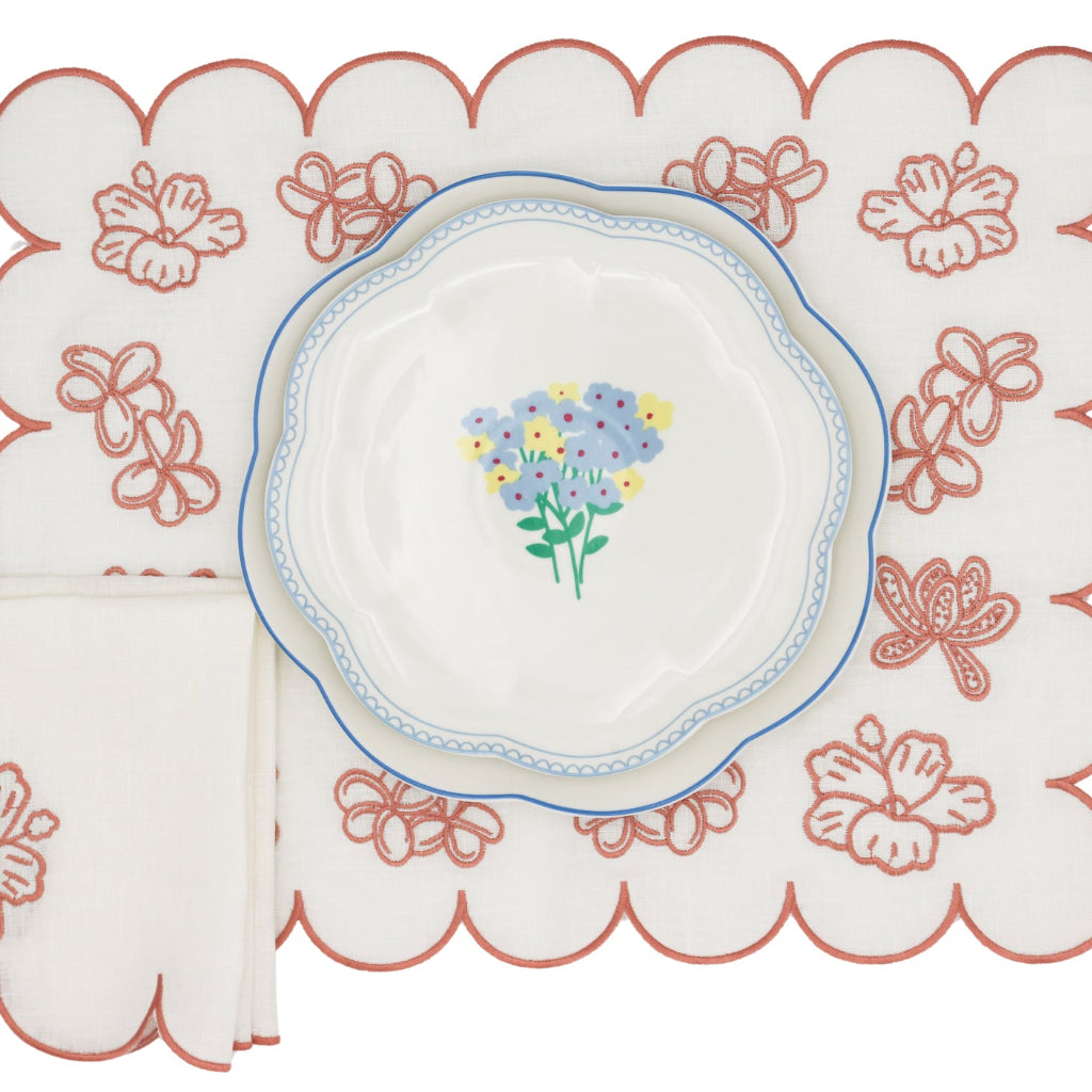 Meadow Flora Starter Plate in a warm dinner party setting with candles and flowers - Ro'Table NYC