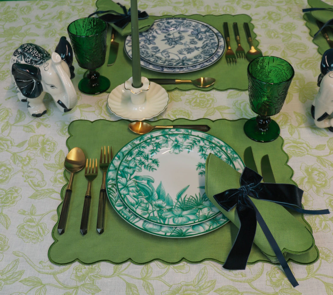 Monsoon Verdant Dinner Plate set for an intimate dinner gathering - designer dinner plate by Ro'Table NYC