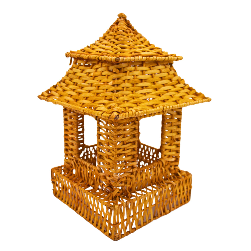 Natural Rattan Pagoda Lantern - 1 Large in an elegantly decorated dining room setting - Ro'Table NYC