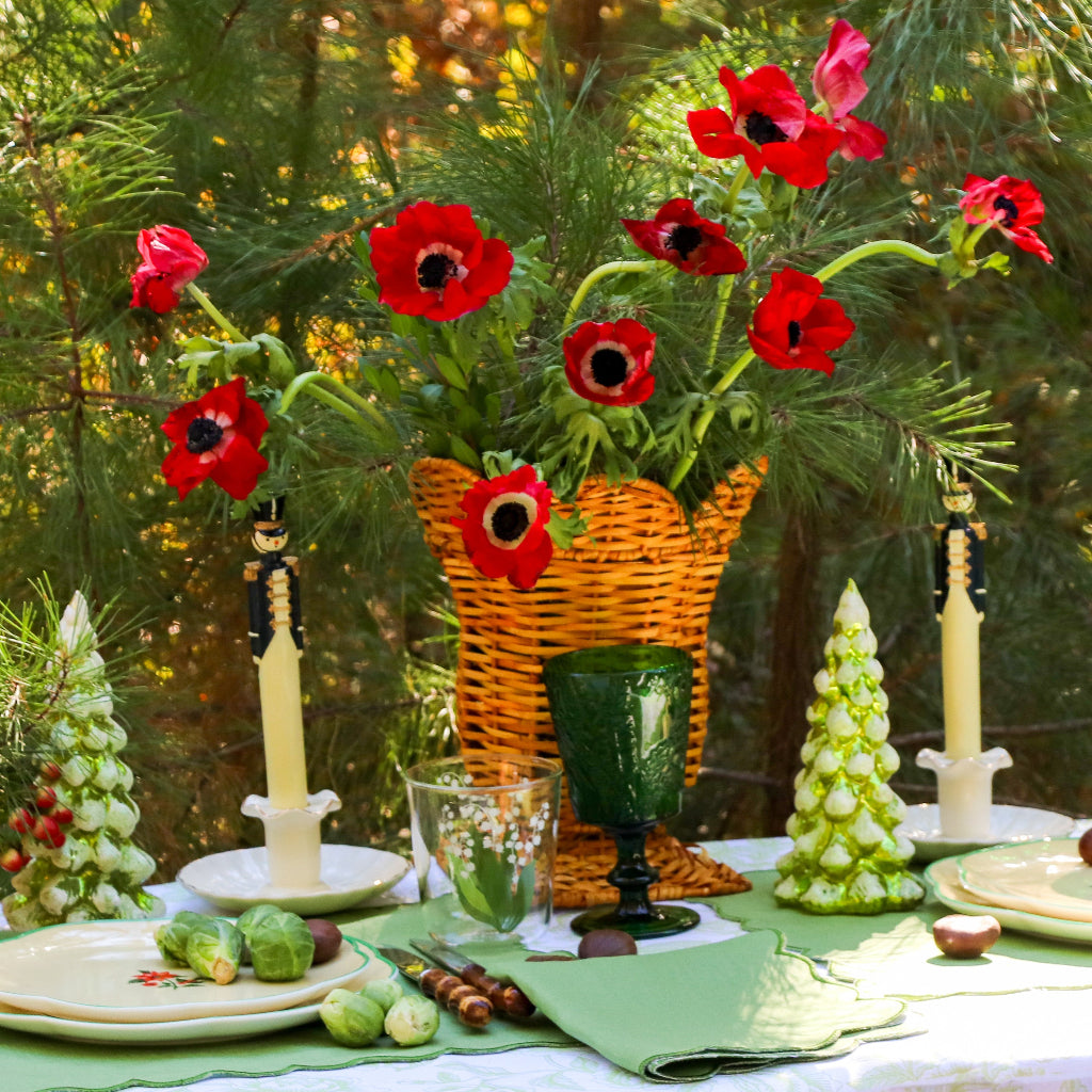 Natural Rattan Urn Vase overhead view showing handwoven rattan construction - Ro'Table NYC vase