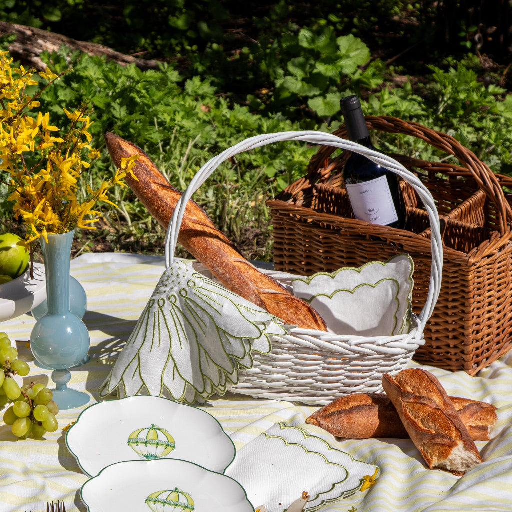 Olive Bloom Placemat overhead view showing premium linen weave - Ro'Table NYC placemat
