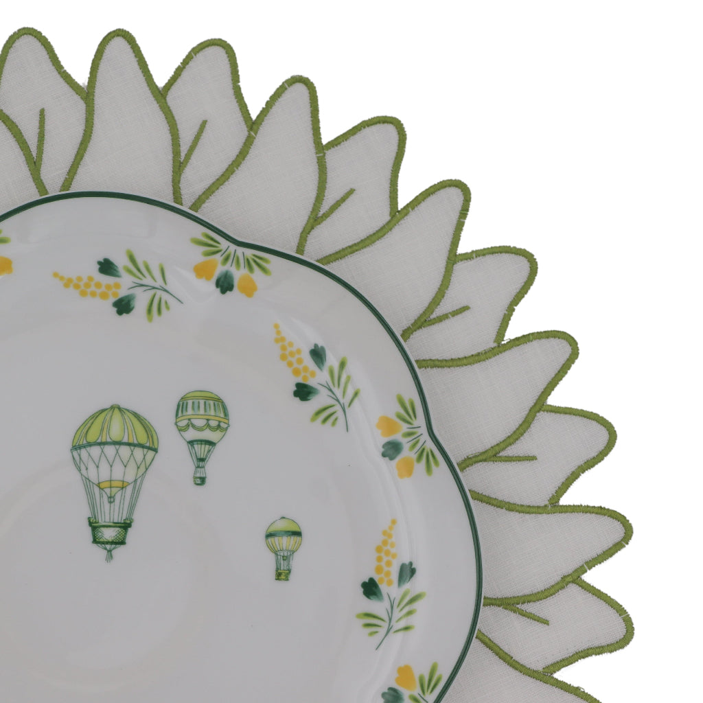 Olive Bloom Placemat side view highlighting artisan linen craftsmanship - Ro'Table NYC