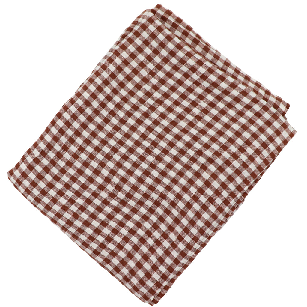 Pecan Plaid Tablecloth - linen tablecloth for elegant dinner parties | Ro'Table NYC