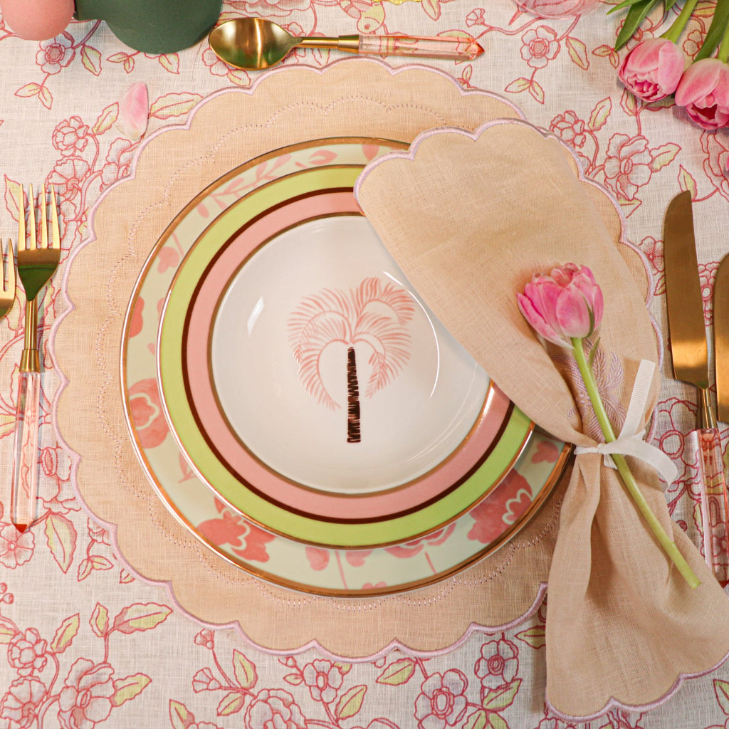 Set Peony Blush Cutlery overhead view showing ergonomic design and premium finish - Ro'Table NYC cutlery set