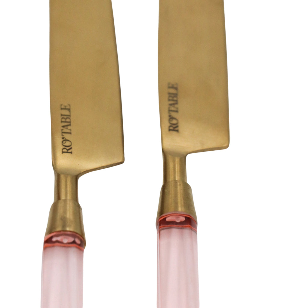 Set Peony Blush Cutlery side view highlighting artisan craftsmanship - Ro'Table NYC