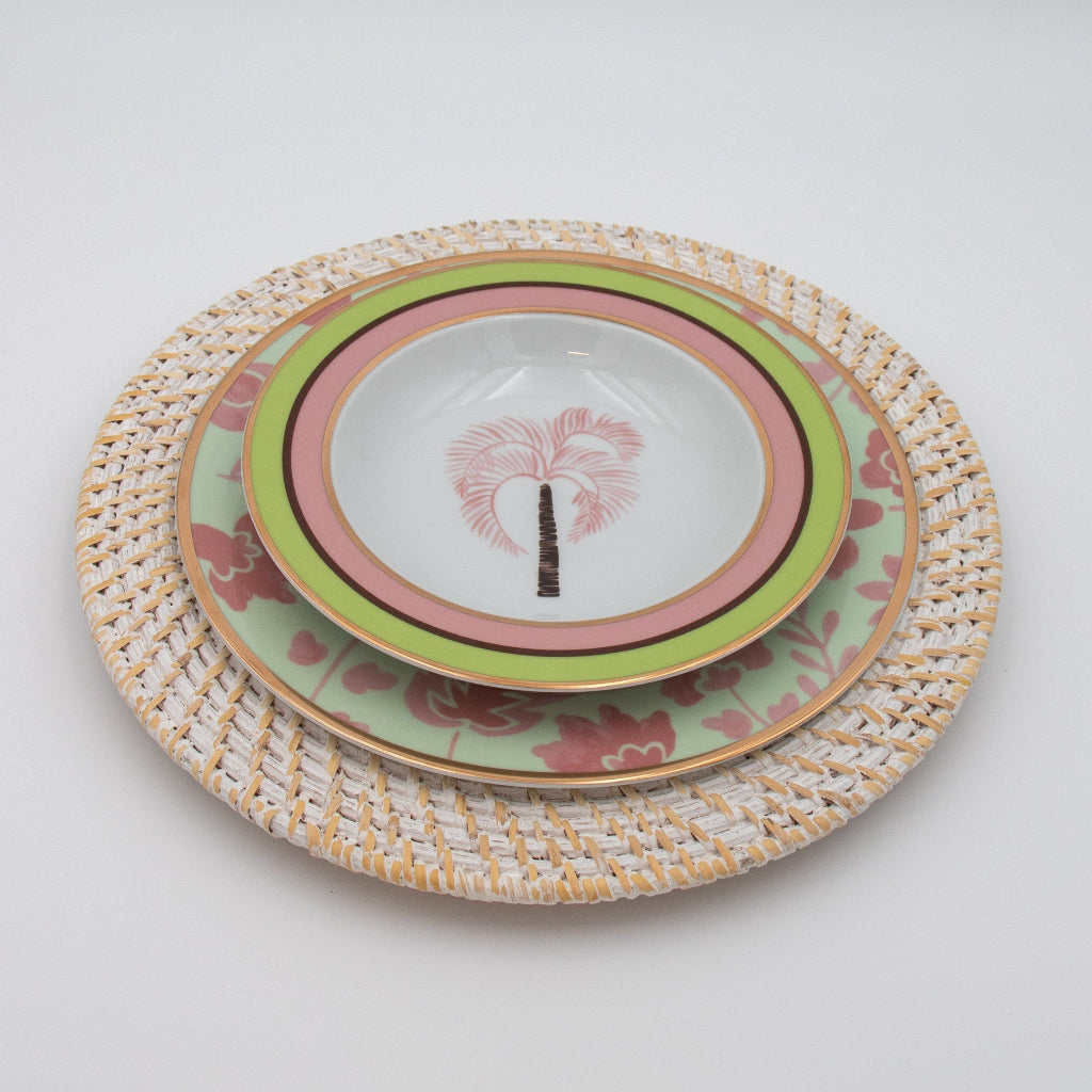 Pistachio & Lychee Palm Soup Bowl displayed as a complete set for luxury entertaining - Ro'Table NYC