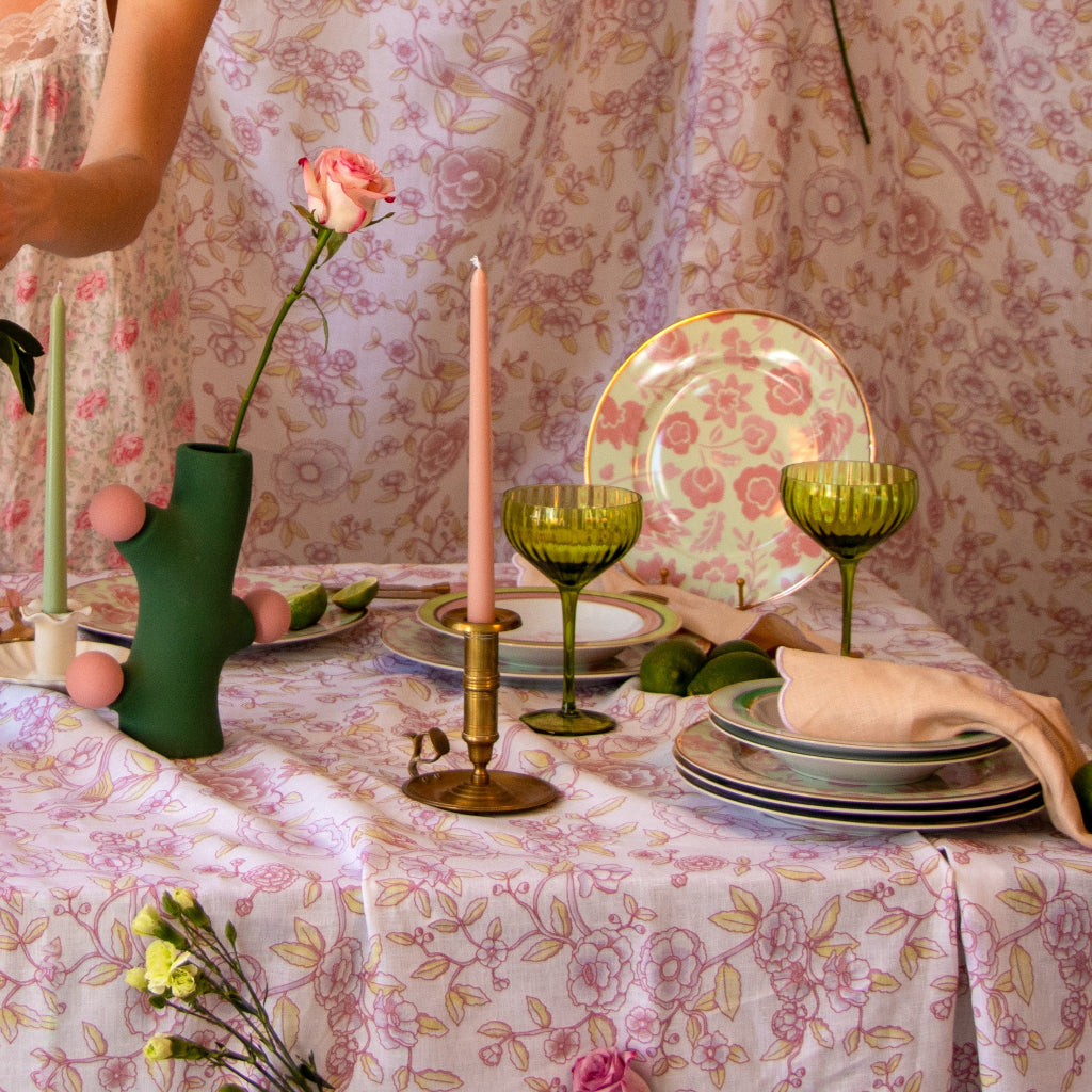 Extra Tall Rose Glow Taper Candle overhead view showing hand-finished texture and shape - Ro'Table NYC candle