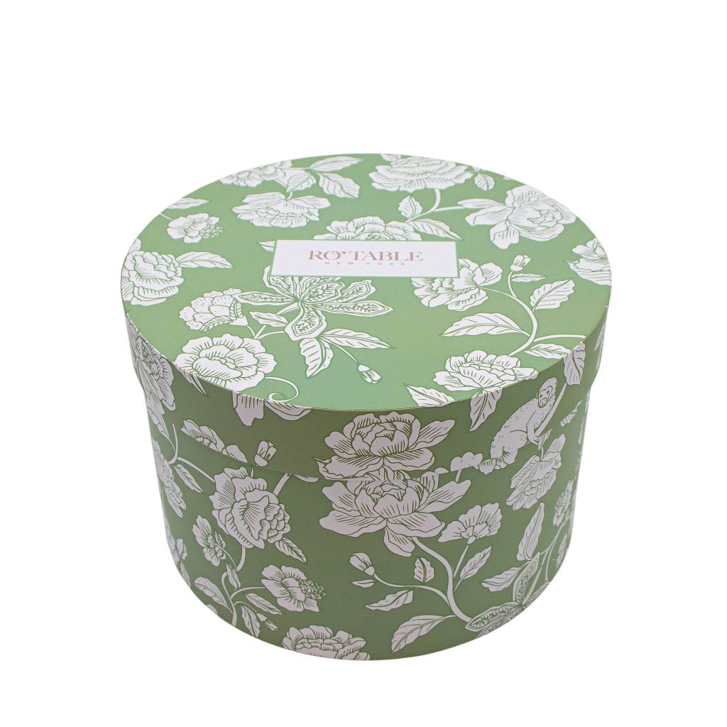 Round Gift Box with Lid overhead view showing artisan detail and craftsmanship - Ro'Table NYC tableware