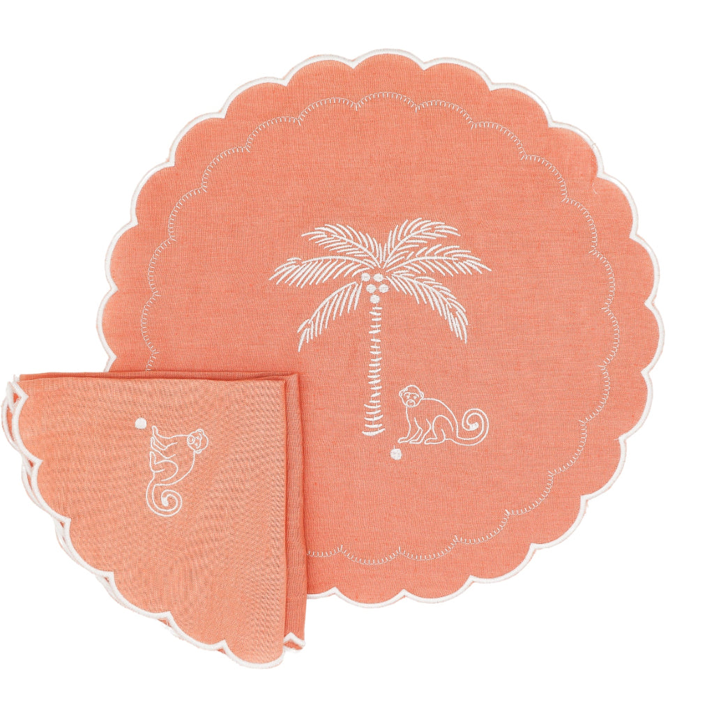 Salmon Sunset Simia Placemat - luxury dinner placemat from Vintage Palm collection | Ro'Table NYC