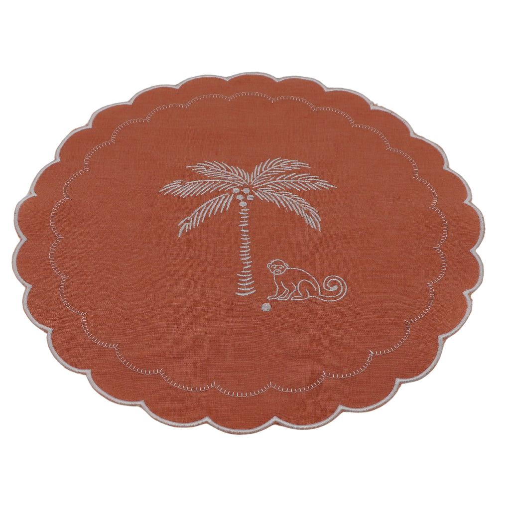 Salmon Sunset Simia Placemat styled in a curated Vintage Palm collection tablescape - Ro'Table NYC