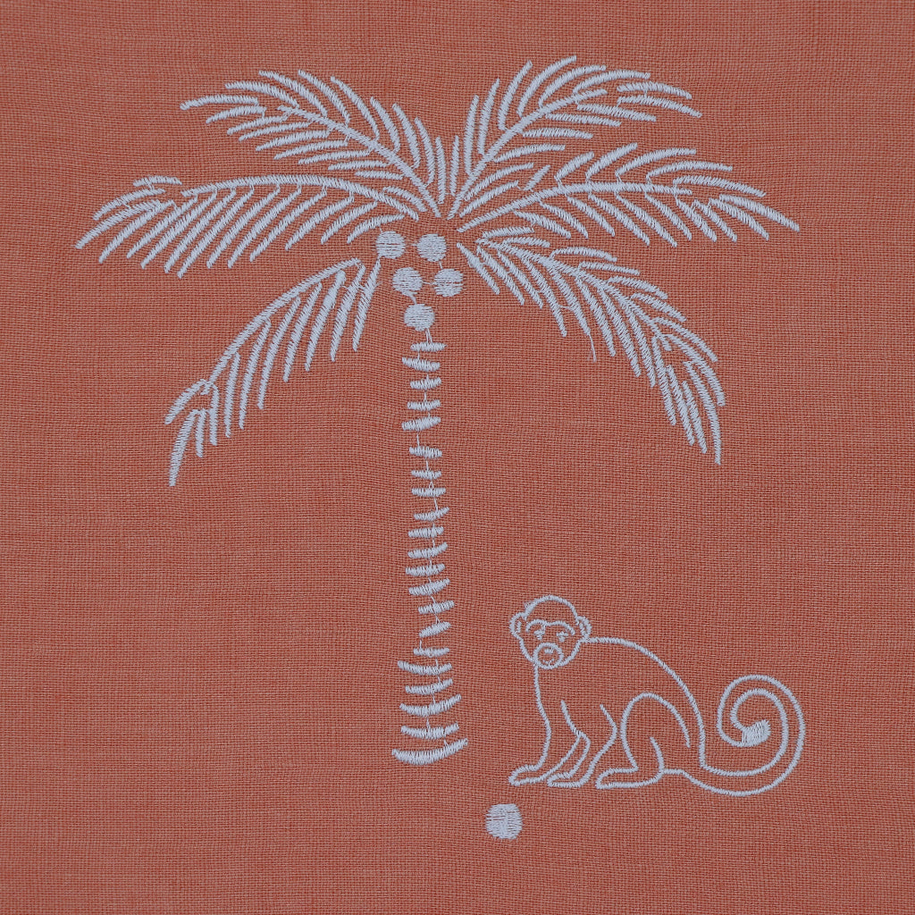 Salmon Sunset Simia Placemat overhead view showing premium linen weave - Ro'Table NYC placemat