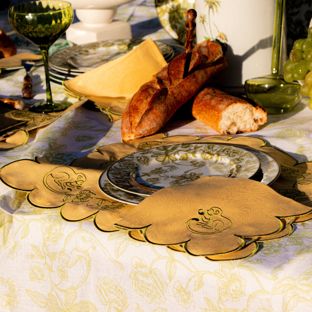 Sunlit Moss Napkin displayed as a complete set for luxury entertaining - Ro'Table NYC