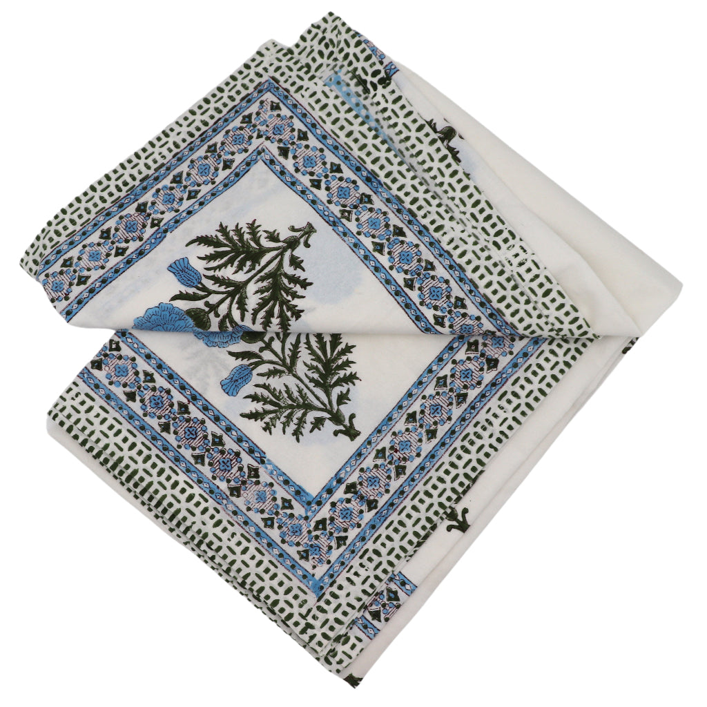 100% Organic Cotton - Toile de Blu Hortensia Tablecloth styled in a curated Cedric & Luca collection tablescape - Ro'Table NYC