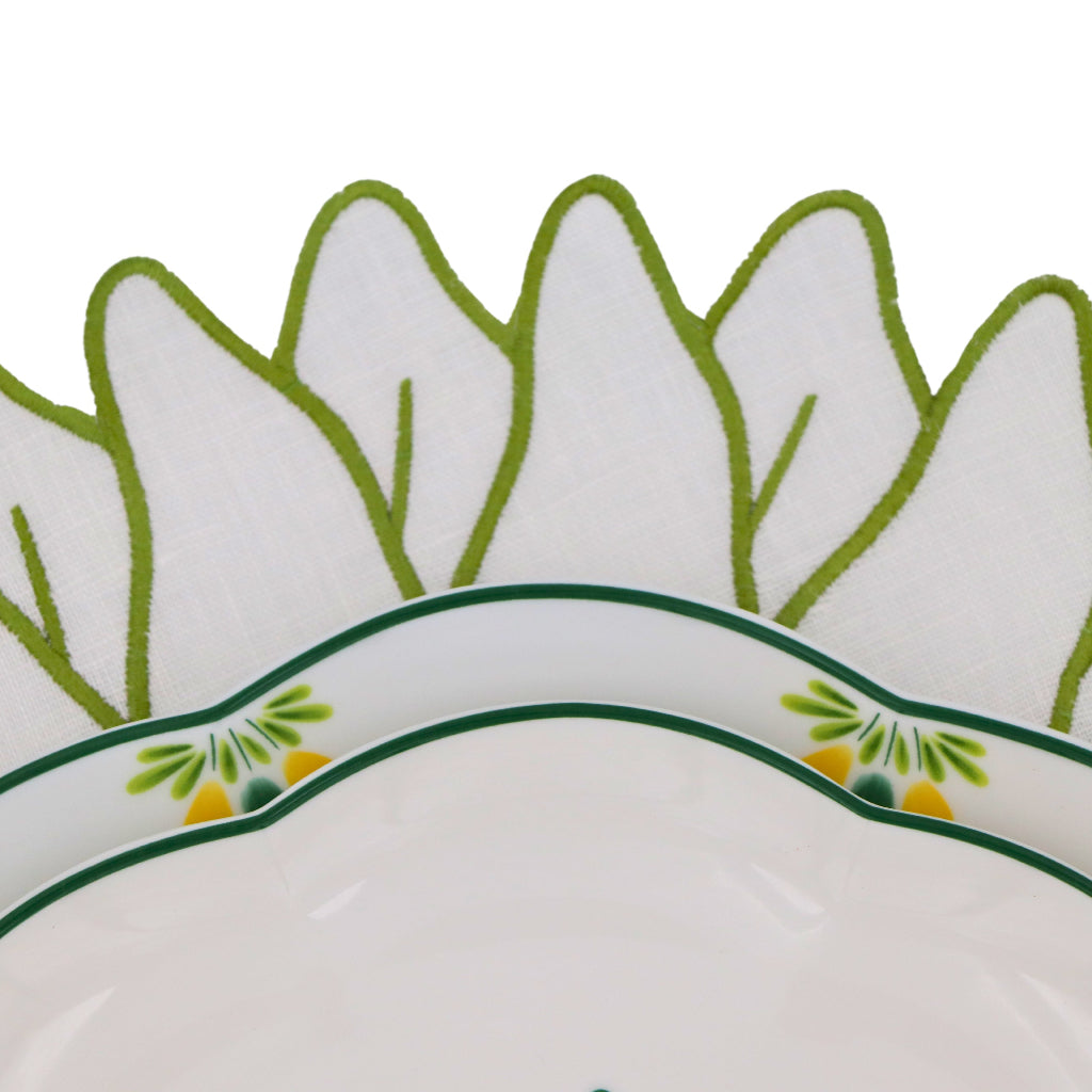 Valensole Lavender Scalloped Starter Plate overhead view showing scalloped edge and decorative motif - Ro'Table NYC starter plate