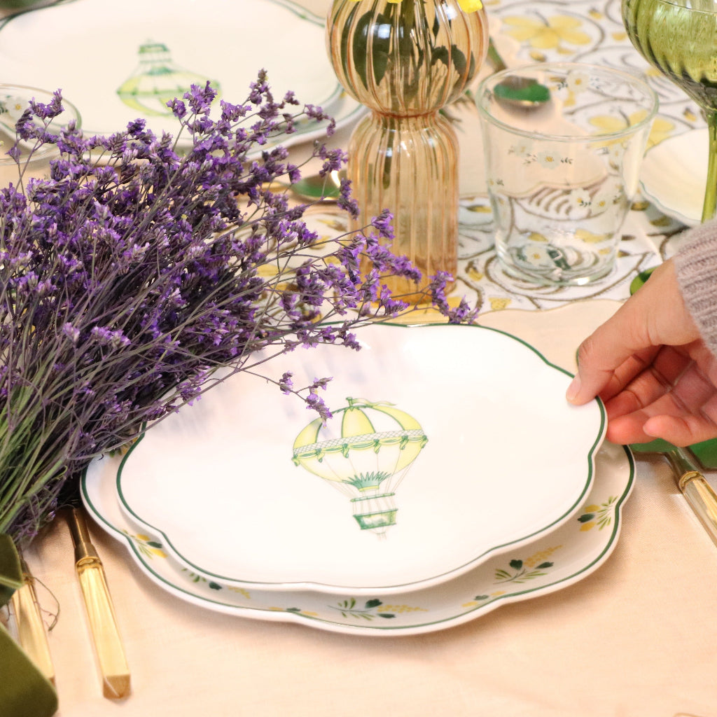 Valensole Lavender Scalloped Starter Plate styled for a seasonal dinner celebration - Ro'Table NYC tableware