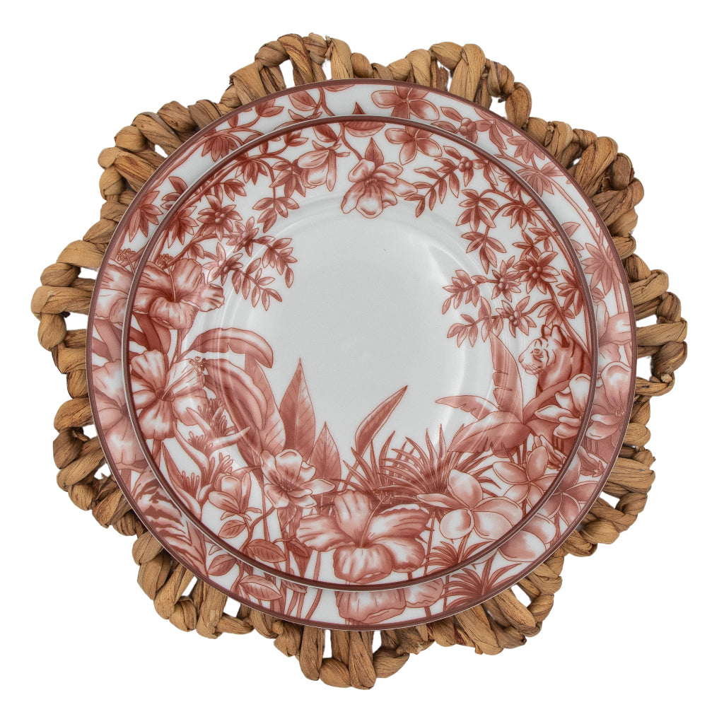 Scalloped Natural Rattan Charger side view highlighting artisan rattan craftsmanship - Ro'Table NYC