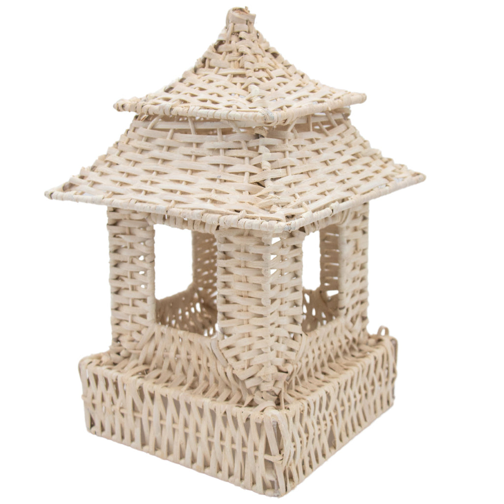 White Rattan Pagoda Lantern Set - 1 Large & 1 Small overhead view showing handwoven rattan construction - Ro'Table NYC table decoration