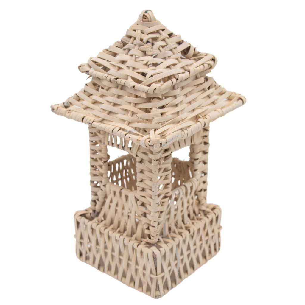 White Rattan Pagoda Lantern Set - 1 Large & 1 Small arranged with complementary tableware and decor - Ro'Table NYC