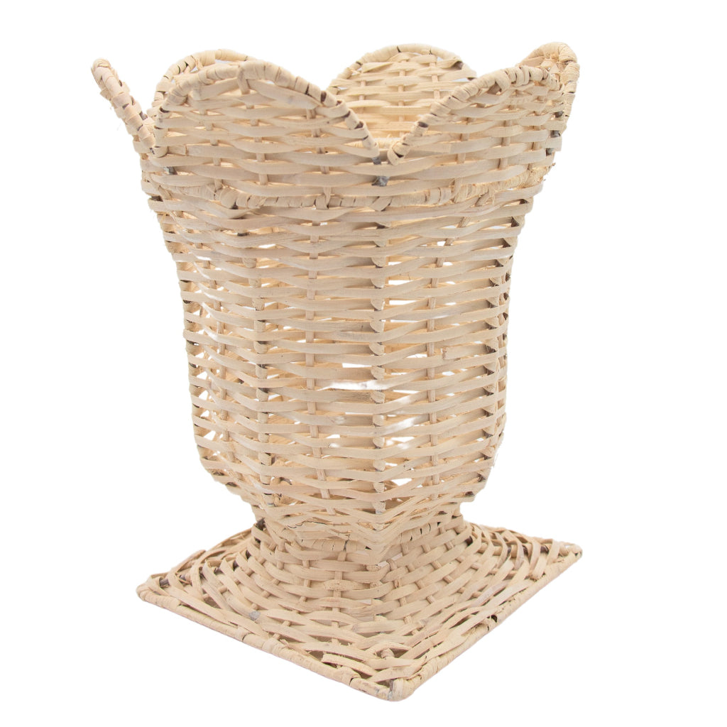 White Wicker Urn Vase styled on a luxury dinner table setting - Ro'Table NYC