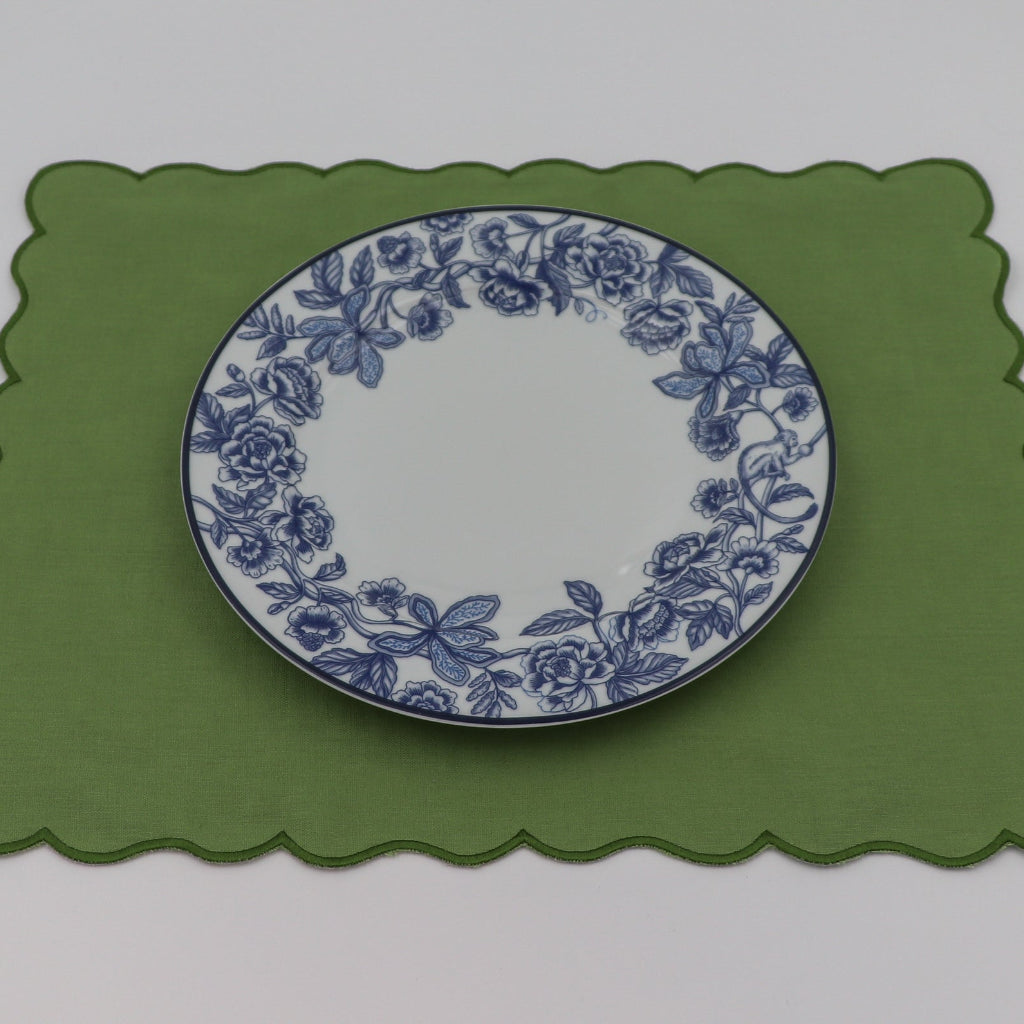 Bombay Blue Dinner Plate paired with Shimla Social collection tableware for a complete place setting - Ro'Table NYC