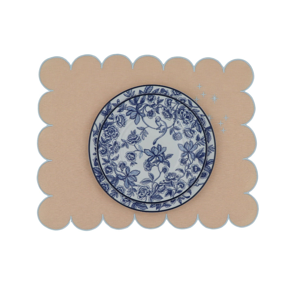 Bombay Blue Dinner Plate side view highlighting artisan porcelain craftsmanship - Ro'Table NYC