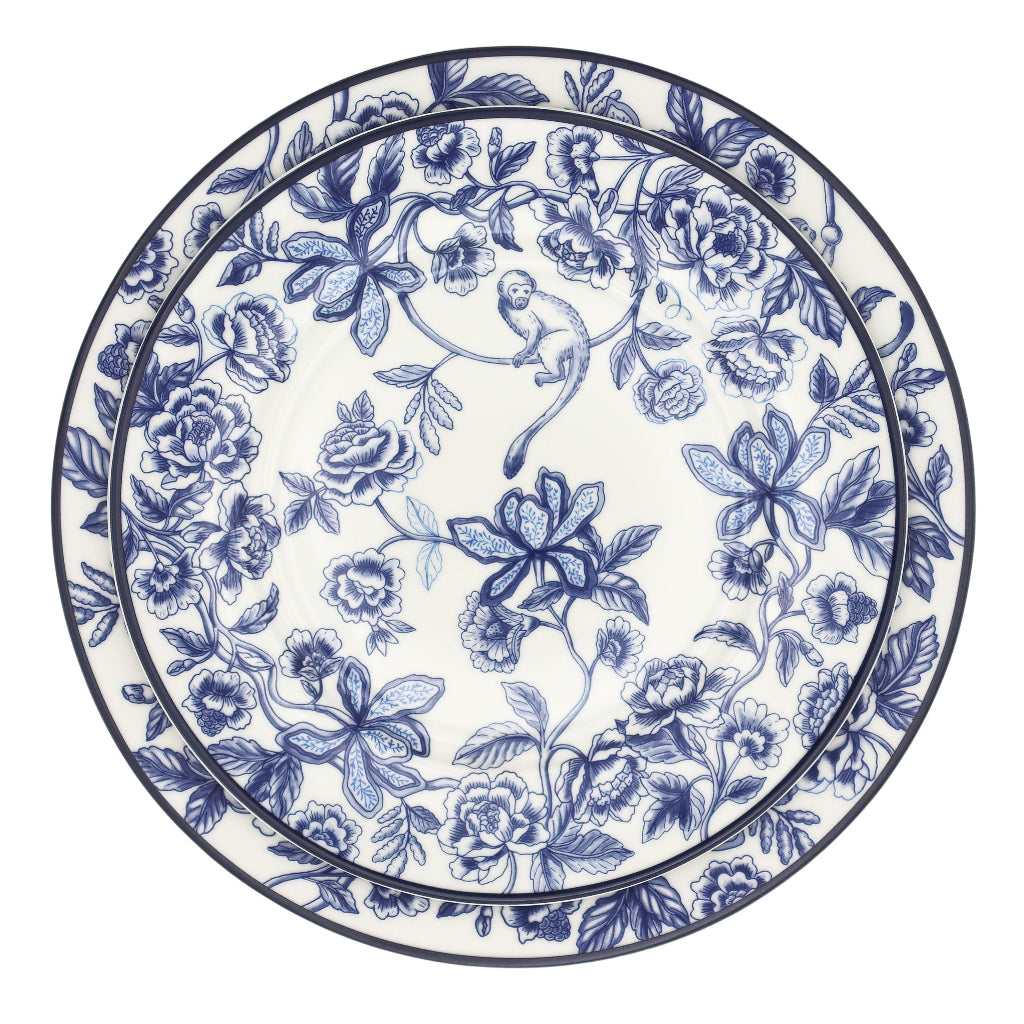 Bombay Blue Starter Plate close-up showing decorative rim and center design - Shimla Social collection by Ro'Table NYC