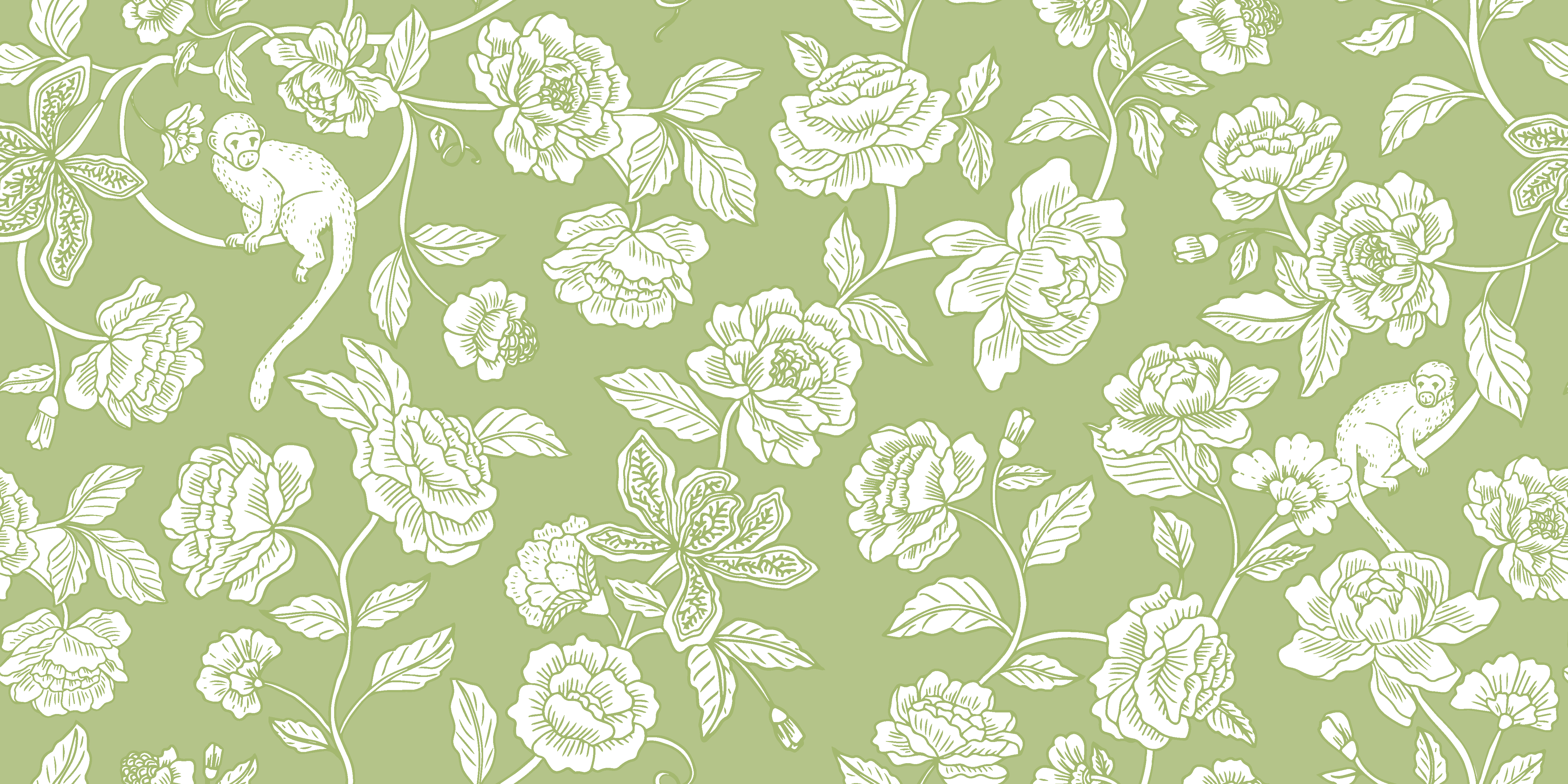 Ro'table Signature Design Floral Monkey Hidden Sage Green 