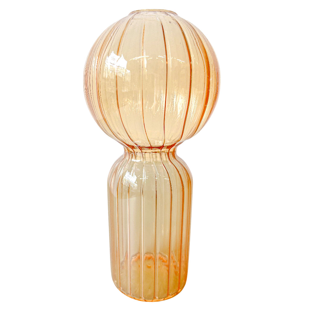 Apricot Ribbed Vase - Pair overhead view showing elegant ribbed texture - Ro'Table NYC vase