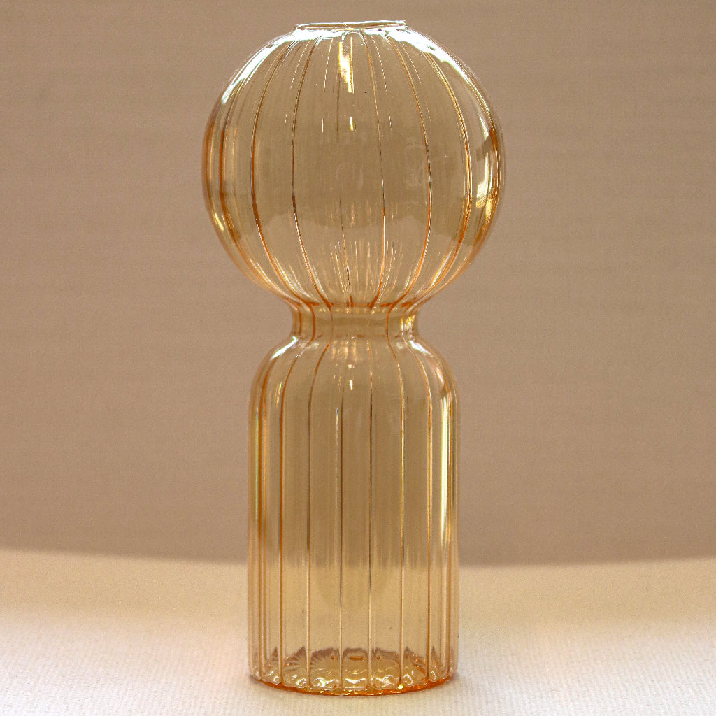 Apricot Ribbed Vase - Pair arranged with complementary tableware and decor - Ro'Table NYC