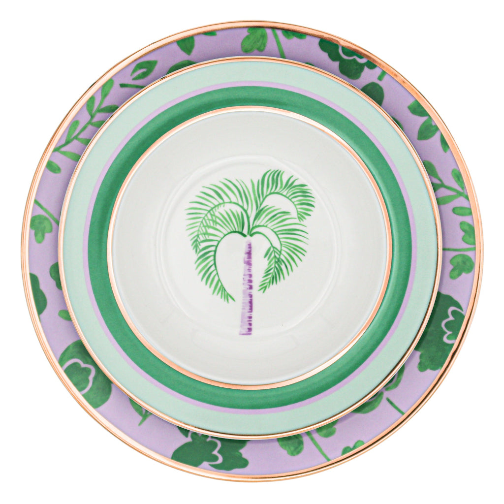 Bernadette Leaf Dinner Plate close-up showing full plate design with decorative rim - Vintage Palm collection by Ro'Table NYC