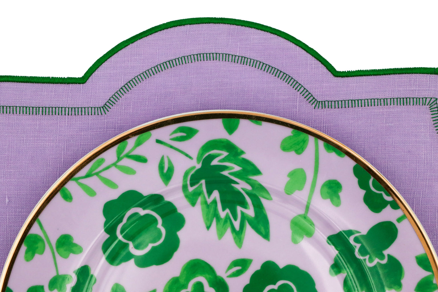 Bernadette Leaf Dinner Plate macro detail of hand-painted design and rim detail - premium dinner plate by Ro'Table NYC
