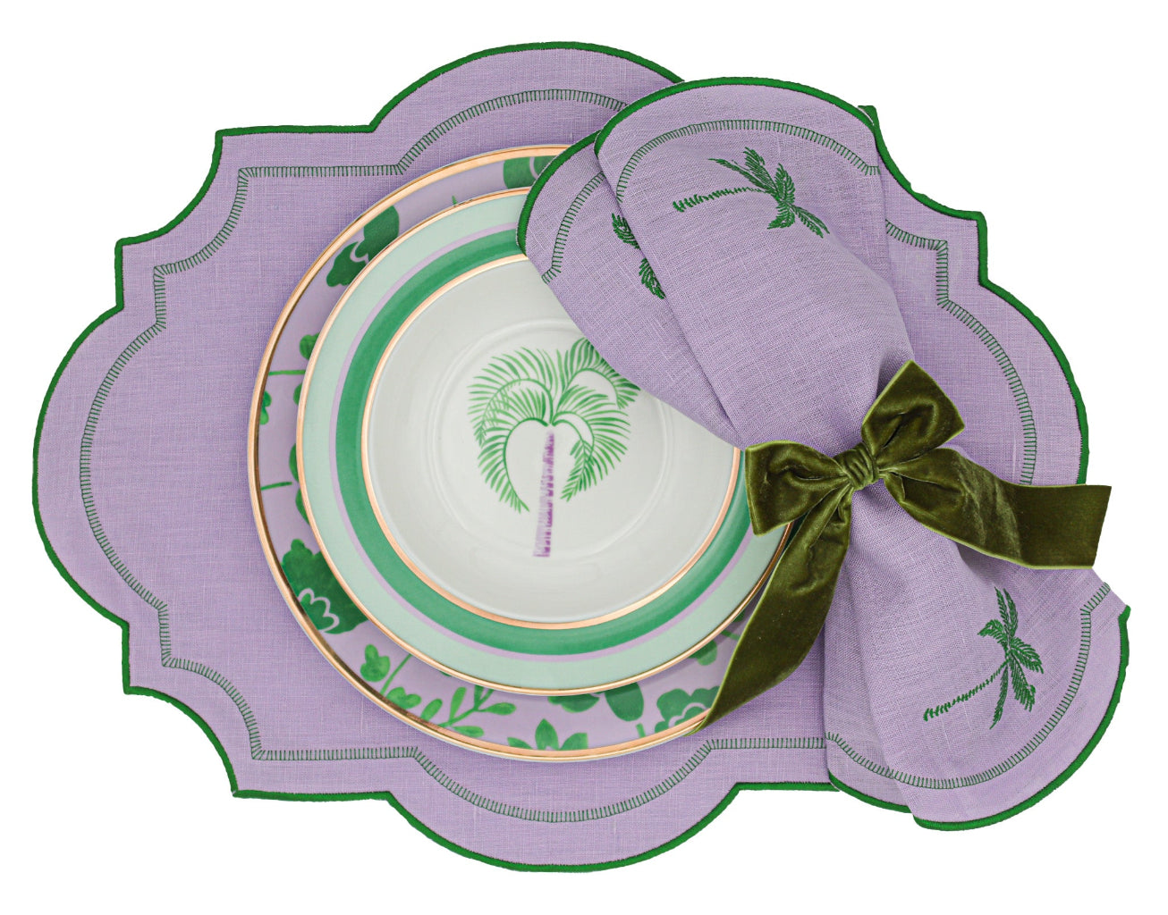 Bernadette Palm Soup Bowl in a warm dinner party setting with candles and flowers - Ro'Table NYC